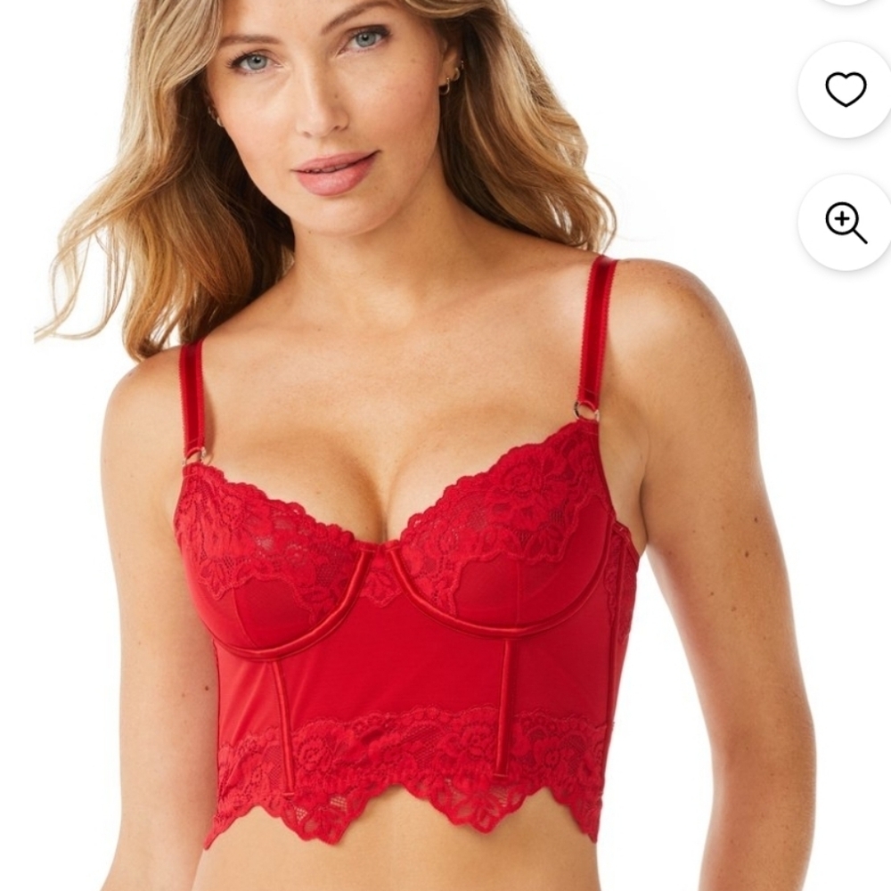 Sophia Intimates longline lace bustier in red Size 36B